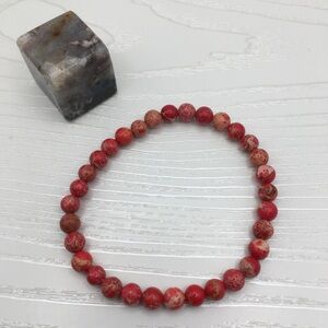 HANDCRAFTED Red Imperial Jasper Stretch Bracelet